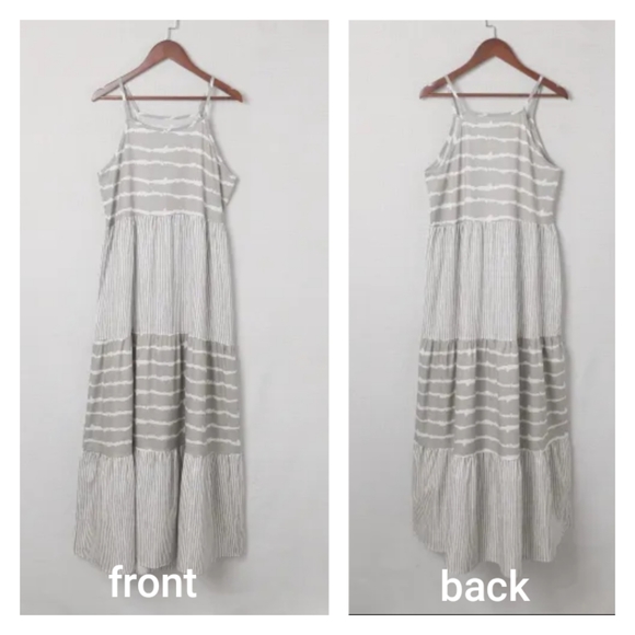 Grey Tie Dye Spaghetti Strap Summer Maxi Dress - Picture 2 of 13
